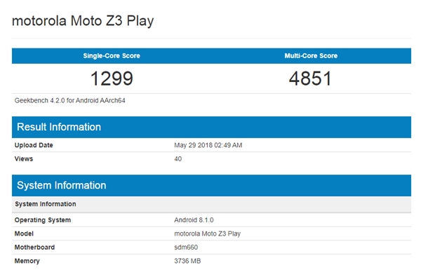 Moto Z3 PlayGeekBench660